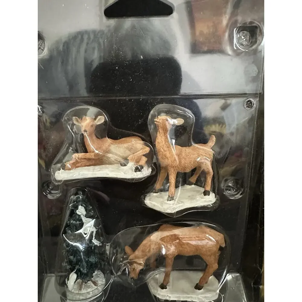 Currier & Ives Village Accessories Lot Deer Skaters Winter Figures 2002 New